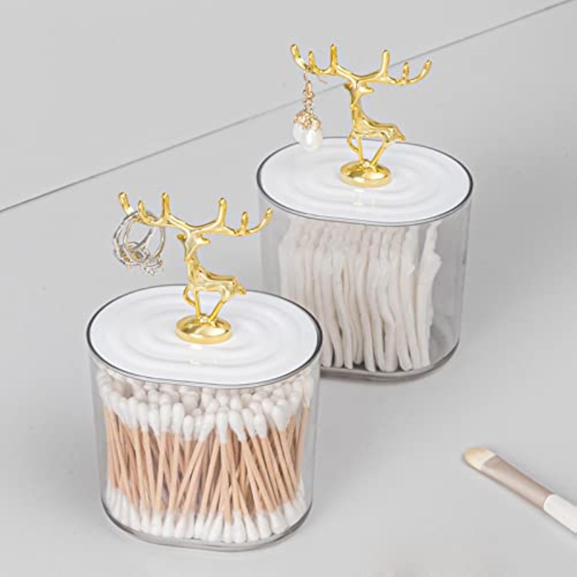 5Xabs Cosmetic Cotton Pad Holder with Lid, Storage Organization Dispenser